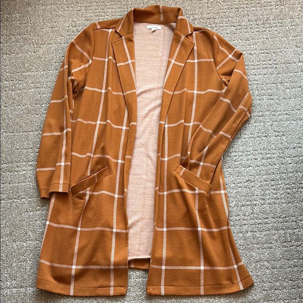 Plaid Open Front Coat
